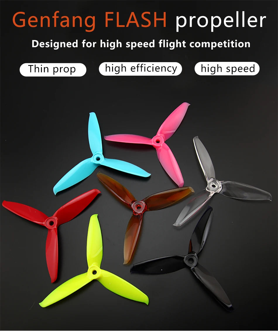6 Pairs 5 inch GEMFAN 5152 3 Paddles Propeller, Genfang FLASH propeller Designed for high speed flight competition Thin prop high efficiency