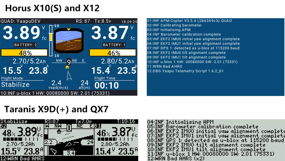 FrSky Yaapu Telemetry, Taranis X9D(+) and QX7 B2abinz