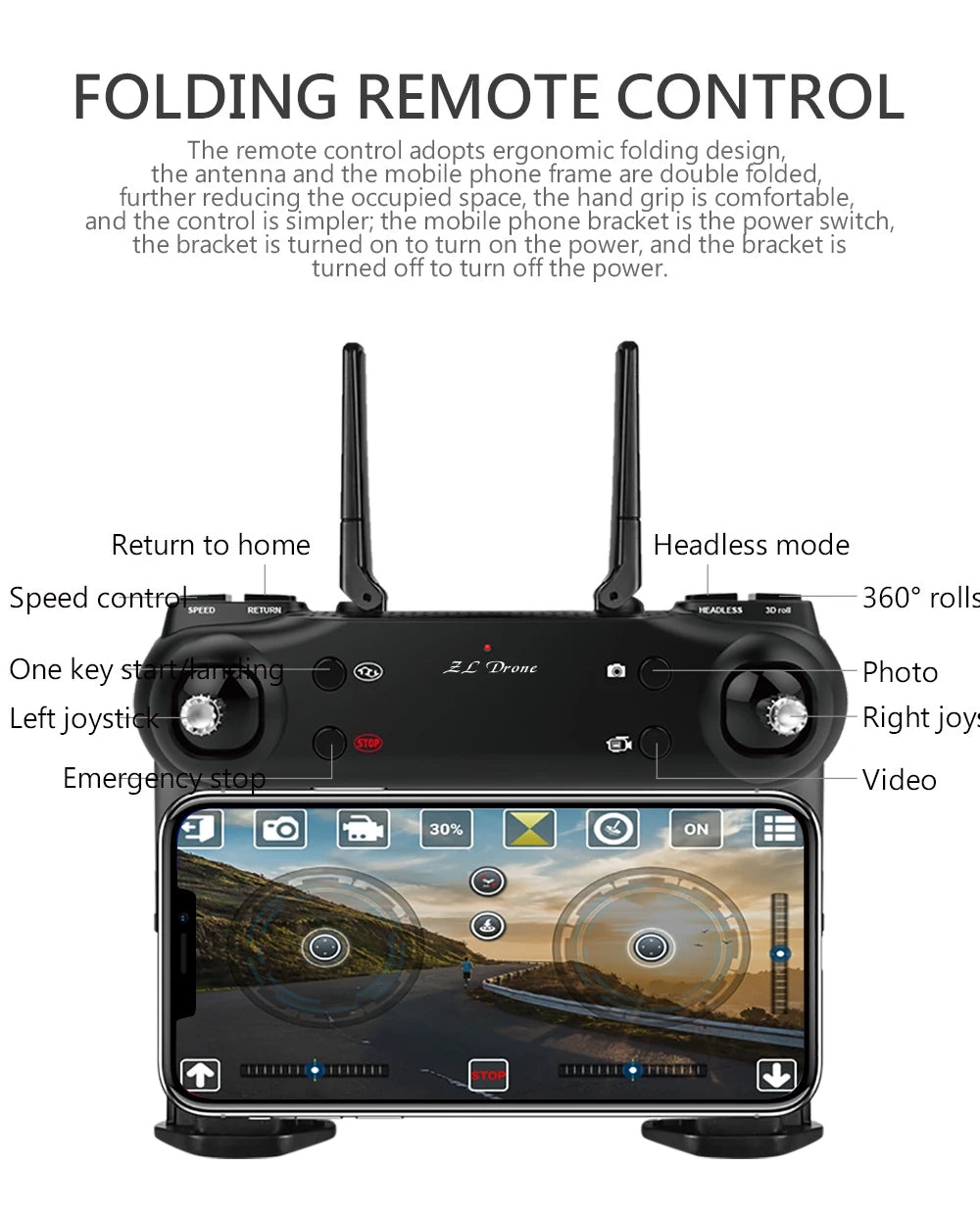 SG106 Drone - 4K 1080P HD Dual Camera Optical Flow Aerial Quadcopter FPV Dron Toys For Kids Boys Long Battery Life Gift 37 SG106 Drone, the antenna and the mobile phone frame are double further reducing the