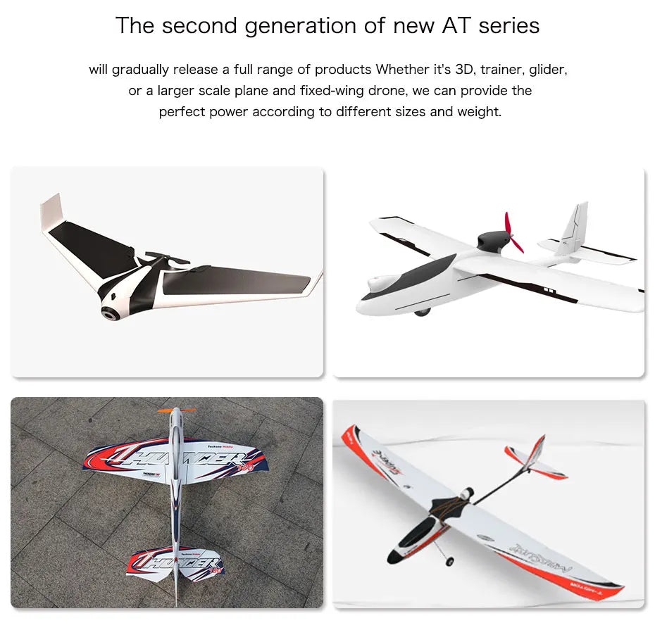 T-MOTOR AT2321 Long Shaft Motor - KV950 KV1250 brushless motor Max Thrust 2.0KG for long range VTOL fixed wing UAV mapping surveillance delivery drone 15 T-MOTOR, the second generation of new AT series will gradually release a full range of products .