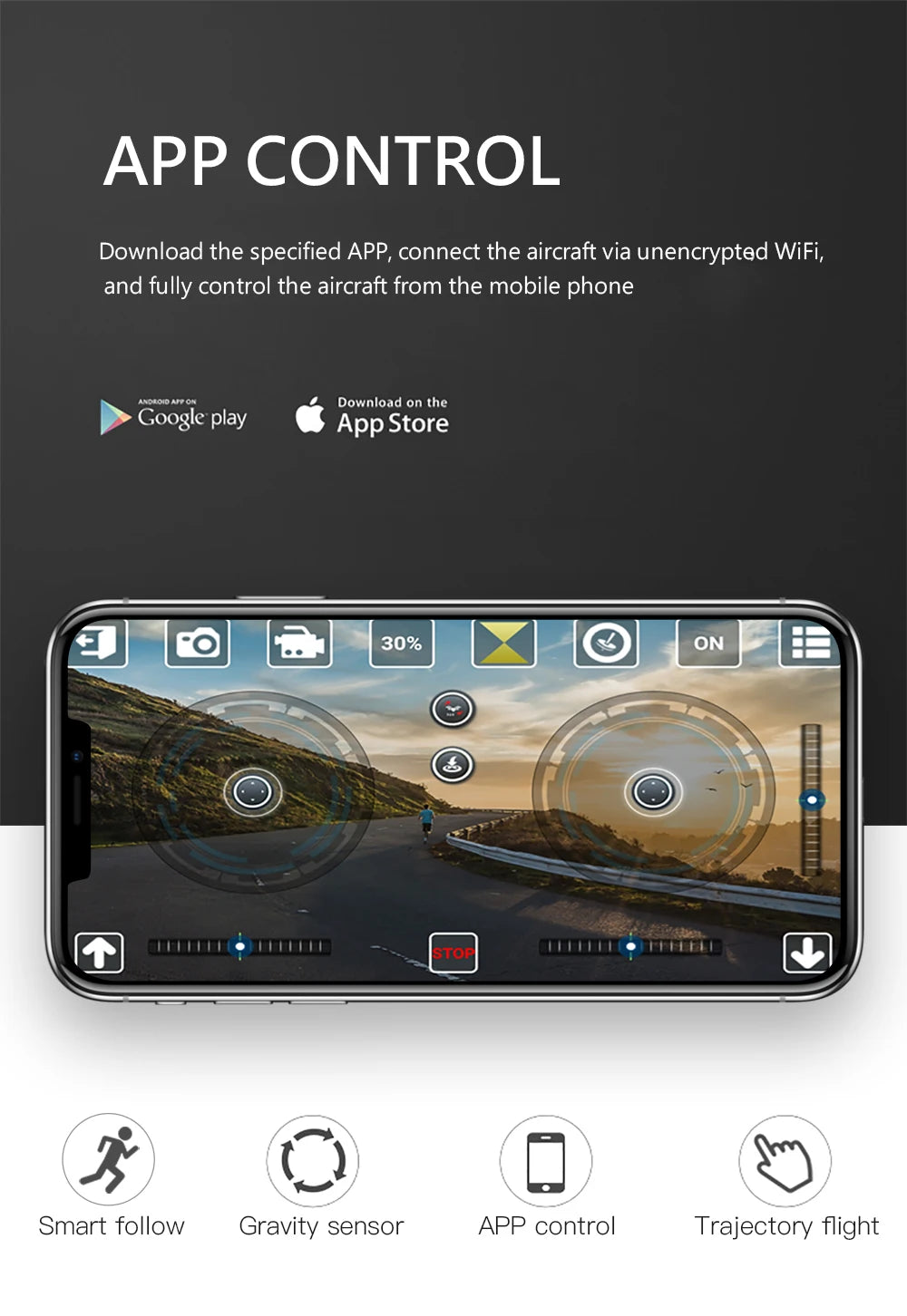 SG106 Drone, app control download the specified app, connect the aircraft via unencrypt