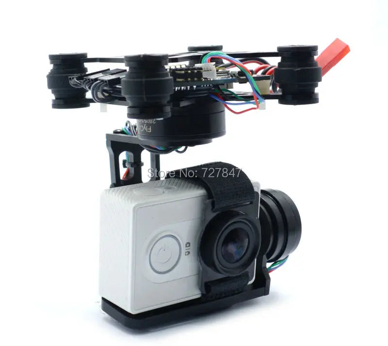 3 Axis Brushless Gimbal, recommended power supply is 12V(3s battery); Camera must be fixed in the head (