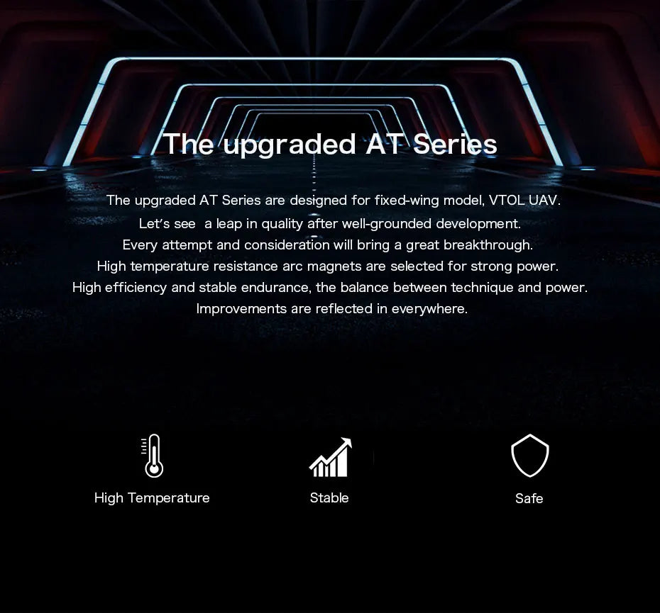 T-MOTOR AT3520 Motor - Long Shaft KV550 KV720 KV850 brushless motor Max Thrust 4.3KG for long range drones fixed wing uav Airplane Drone 7 T-MOTOR, the upgraded AT Series are designed for fixed-wing model; VTOL UAV .