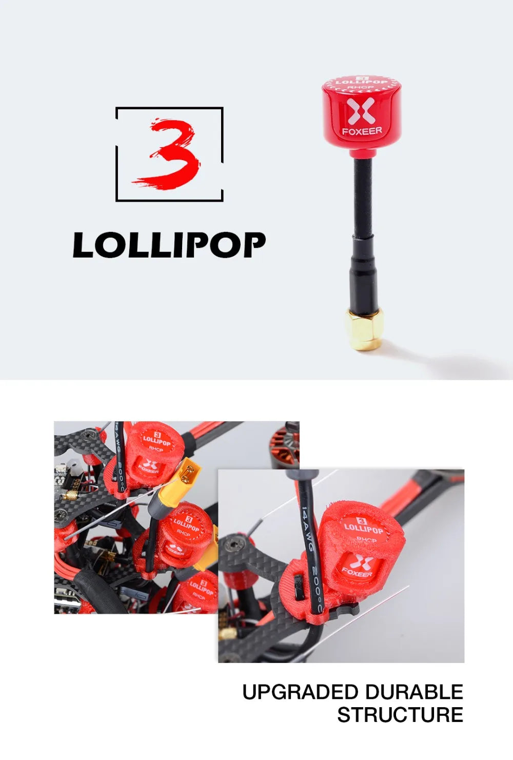 Upgraded Version Foxeer Antenna, LOLLIPOP 0 UPGRADED DURABLE STRUCTURE Lol