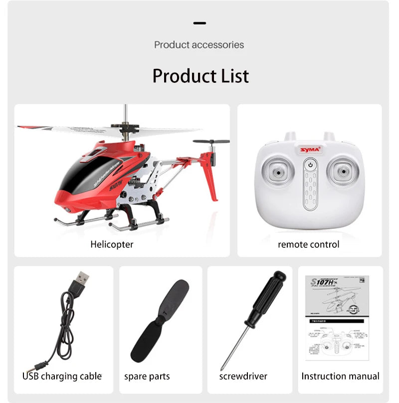 SYMA S107H Rc Helicopter, Product List Helicopter remote control J070 USB charging cable spare parts screwdriver Instruction