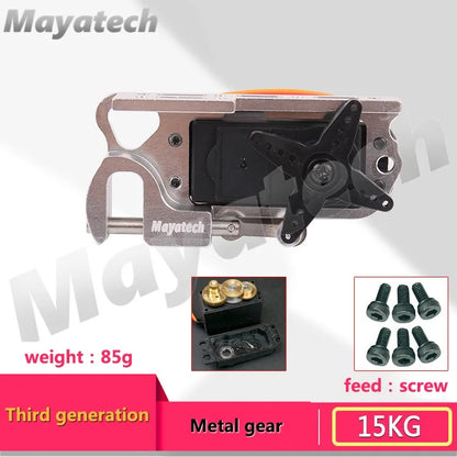 Mayatech Servo, Mayatech servo with 3rd-gen metal gear, 85g weight, and 15kg capacity.