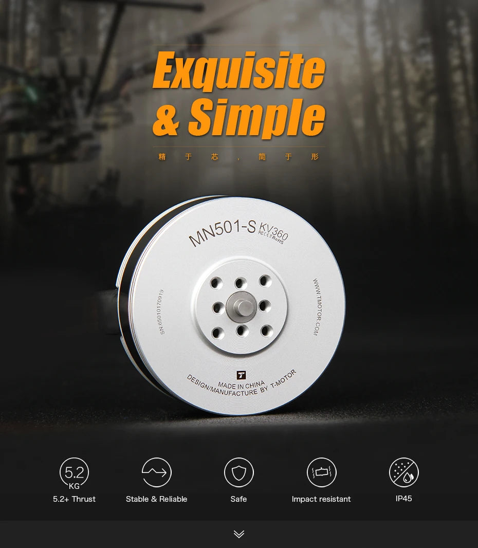 T-Motor MN501-S KV240 5.3KG Thrust Brushless Electrical Motor Navigator Series For Multicopter Aircraft RC Rotor Drones 7 T-Motor, 5.2 KG 5.2+ Thrust Stable & Reliable Safe Impact resistant IP