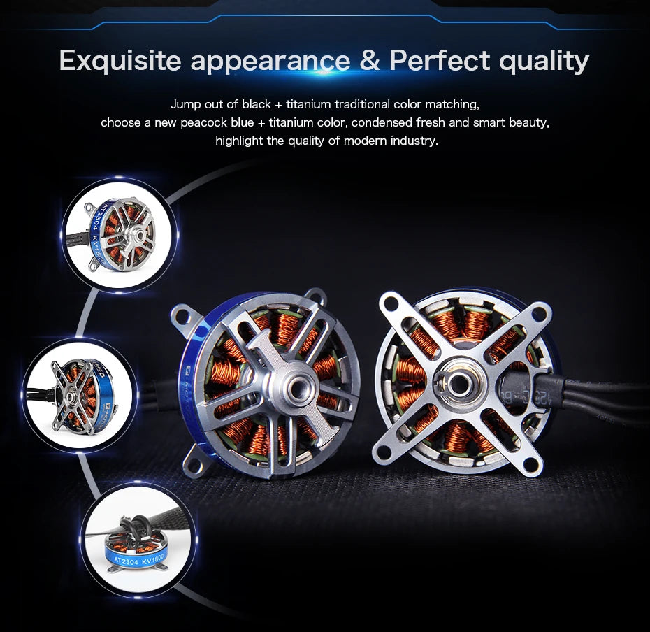 T-MOTOR AT2304 Short Shaft Motor - KV1500/1800/2300 BRUSHLESS MOTOR Thrust 544g for F3P racing fixed wing rc drone 11 T-MOTOR, choose a new peacock blue titanium color, condensed fresh and smart beauty