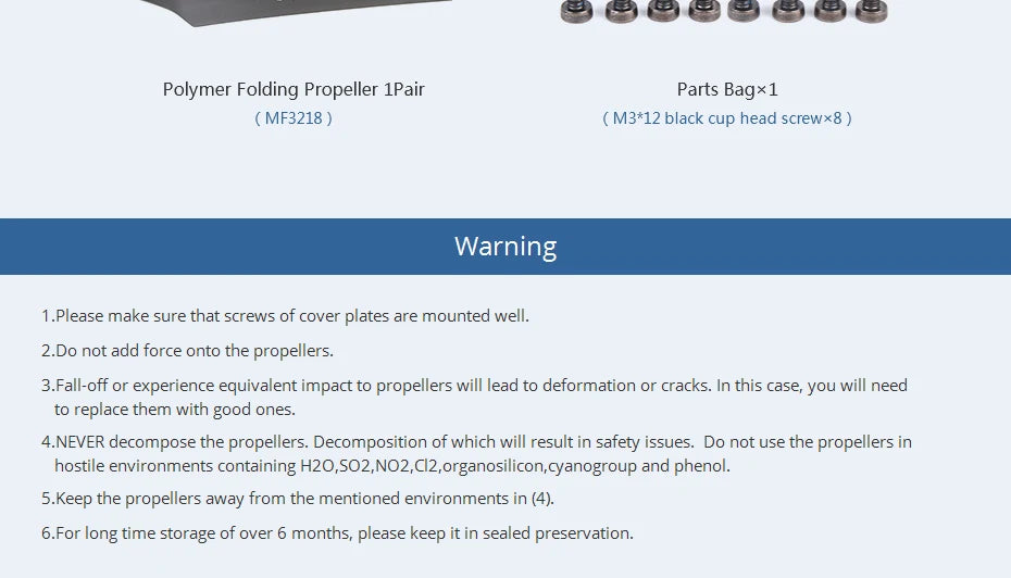 T-MOTOR MF3218 Polymer Folding propeller, polymer folding propeller 1Pair Parts Bagx1 MF3218 M3