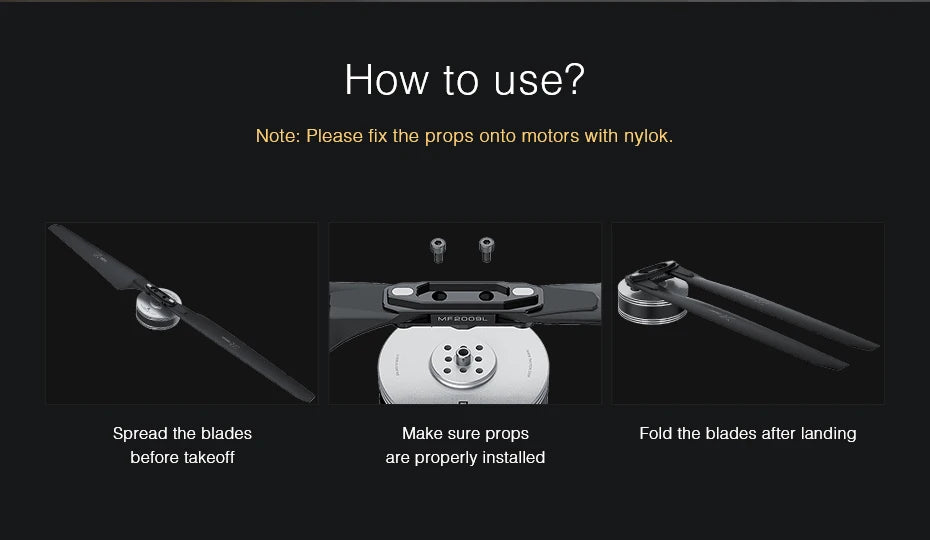 fix the props onto motors with nylok: ODDL Spread the