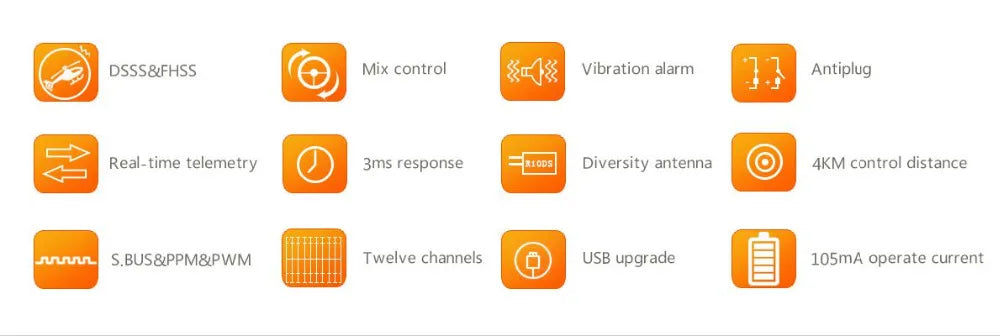 RadioLink AT10 II, DSSS&FHSS Mix control (g4/x | Vibration alarm