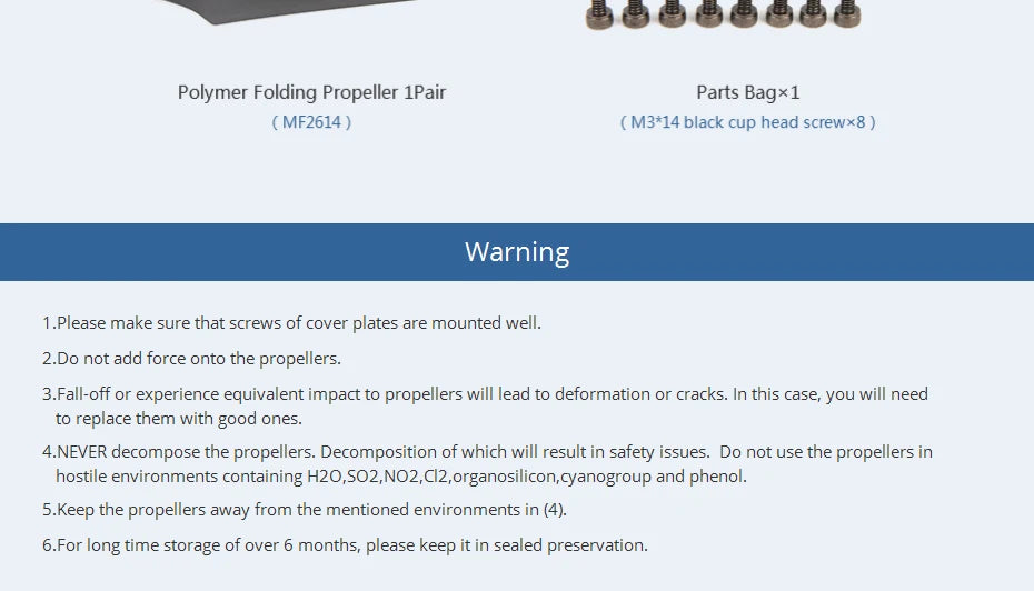 T-MOTOR MF2614 Polymer Folding propeller, polymer folding propeller 1Pair Parts Bagx1 (MF2614)