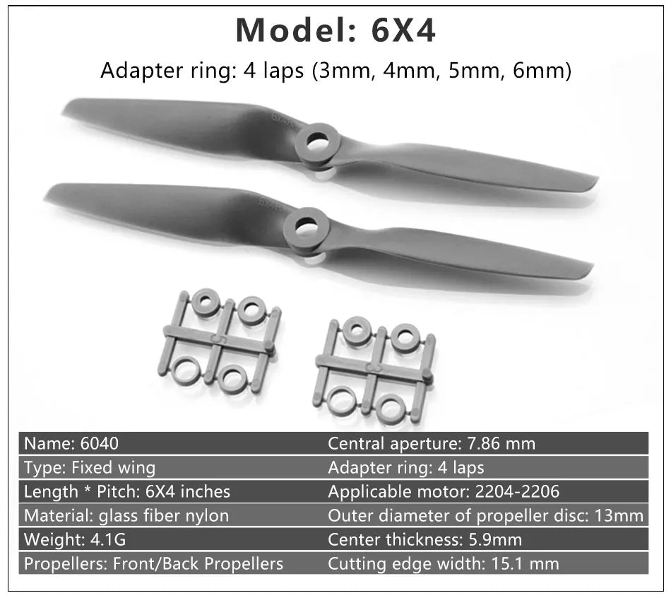 2/4PCS Gemfan Apc Nylon Propeller, 6X4 wing__ ring: laps (3mm, 4mm, S