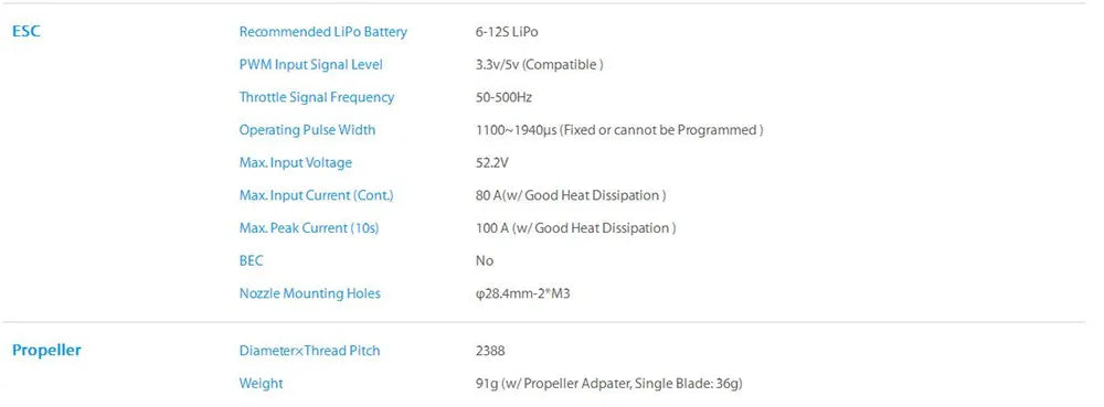 Hobbywing X6 Power System for agricultural drone motor, ESC, and propeller.