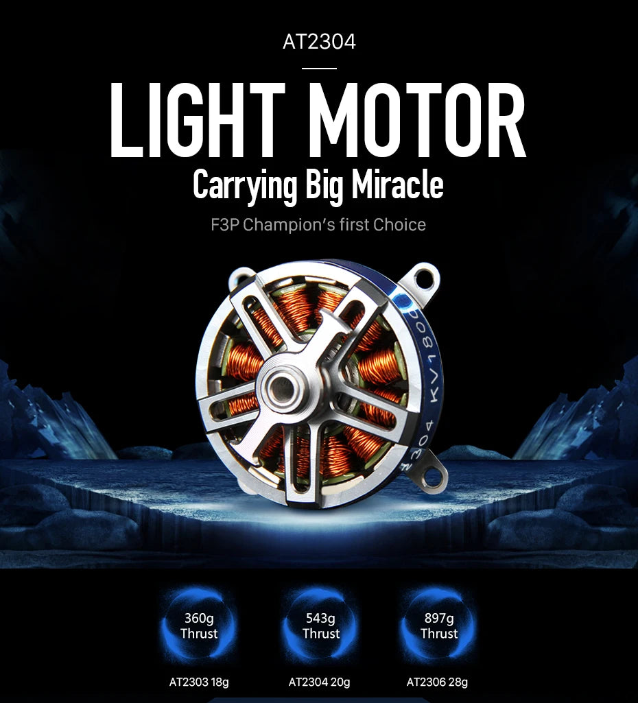T-MOTOR AT2304 Short Shaft Motor - KV1500/1800/2300 BRUSHLESS MOTOR Thrust 544g for F3P racing fixed wing rc drone 6 T-MOTOR, AT2304 LICHT MOTOR Carrying Big Miracle F3P Champion's first