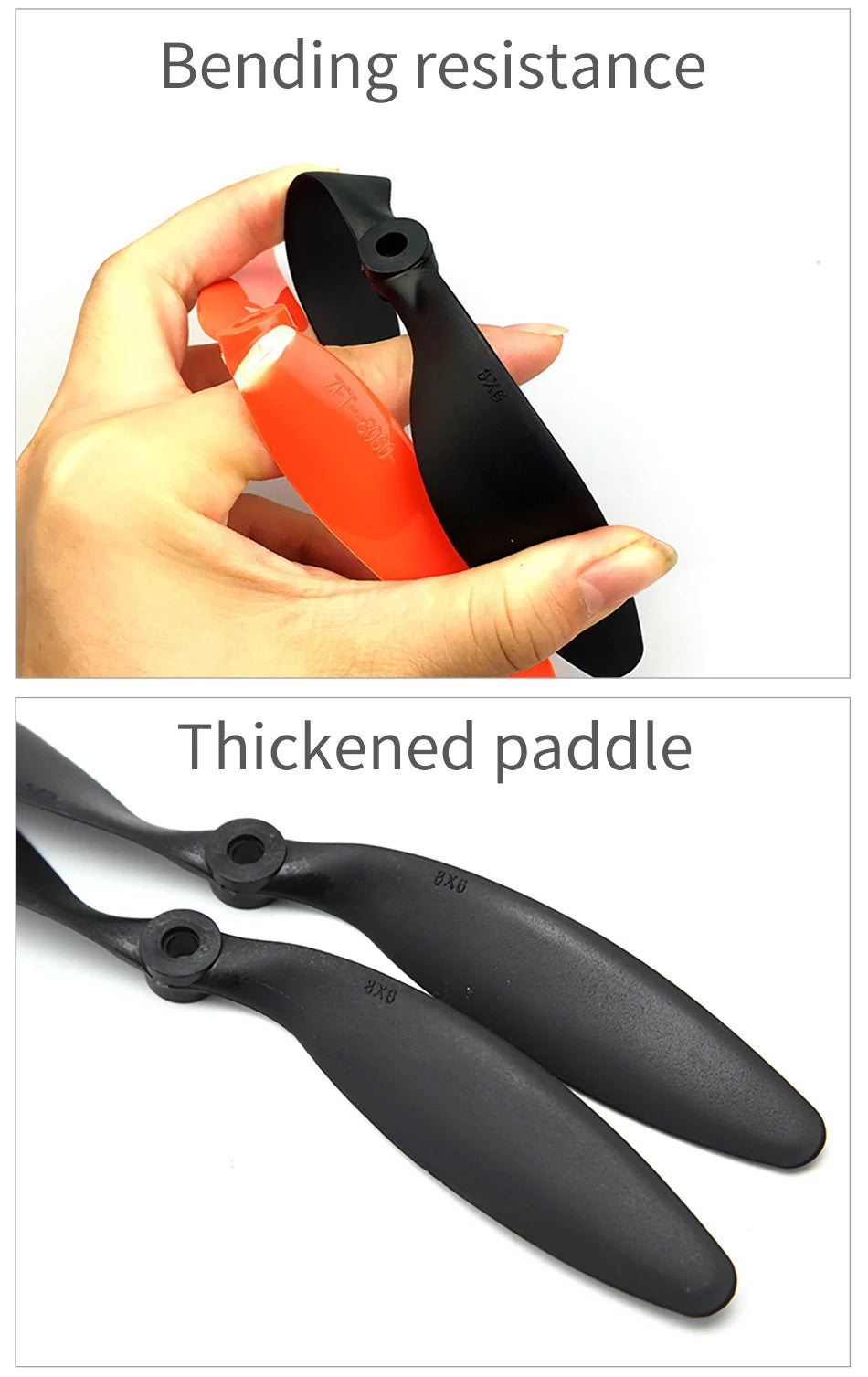10pcs/lot 8060 Black propeller, Bending resistance Thickened paddle 8 4 8 #X6 #X