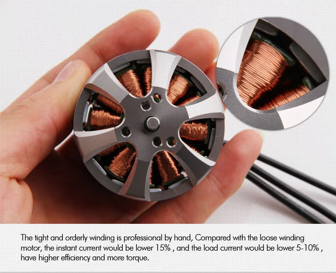T-motor MN4120 KV400 Brushless Motor Max Thrust 4.3KG for RC Helicopters Drone 17 T-motor, Compared with the loose winding motor; the instant current would be lower 15% and the load