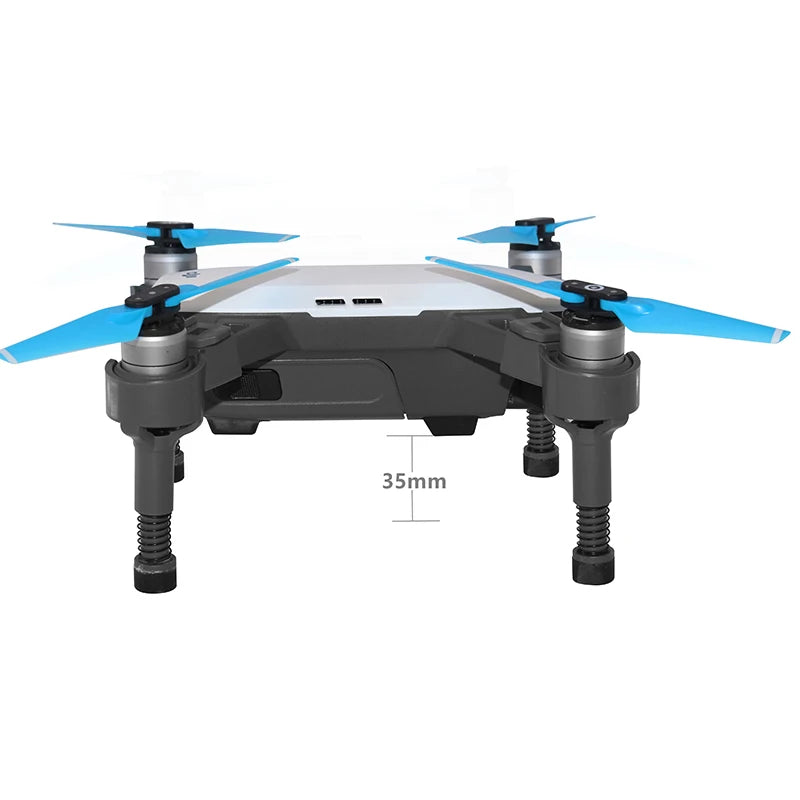 dji spark landing gear is specially designed to reduce the sound of landing . it