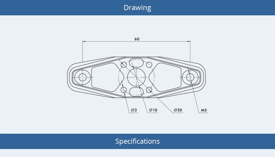 T-MOTOR MF2614 Polymer Folding propeller, Drawing 03 010 020 M5 Specific