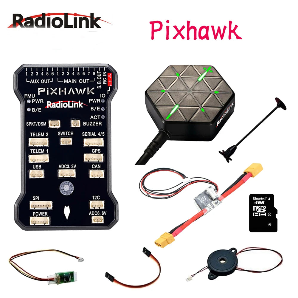 Radiolink-Pixhawk-PIX-PX4-Flight-Controller-With-GPS-Holder-M8N-GPS-Buzzer-4G-SD-Card-Telemetry