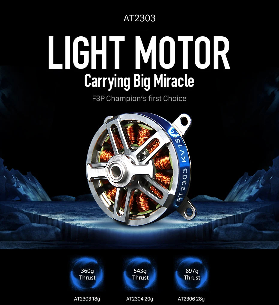 T-MOTOR AT2303 Short Shaft - KV1500/1800/2300 524g Thrust Brushless Motor for F3P racing fixed wing rc drone 7 T-MOTOR, AT2303 LICHT MOTOR Carrying Big Miracle F3P Champion's first