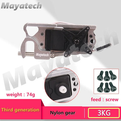 Lightweight Mayatech Servo with 25T torque and parabolic switch for precise aerial vehicle throws.