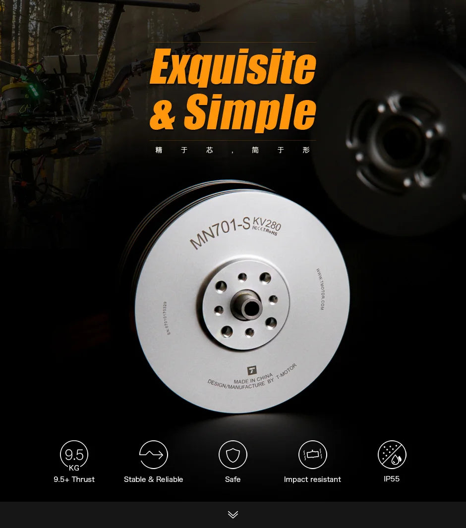 2Pcs/Set T-motor MN701-S KV135 KV280 Brushless Motor IP55 9.4KG+ Thrust For Multirotor Quadcopter UAV Aircraft RC Drone 7 2Pcs/Set T-motor, MN701-S KV1
