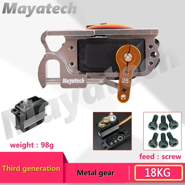 Mayatech Servo, Servo device with 25T arm and third-gen metal gear, suitable for aerial vehicles up to 18kg.