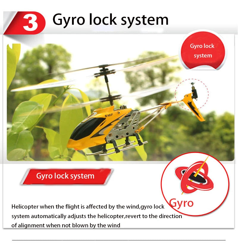 Syma S107G Rc Helicopter, gyro lock system automatically adjusts the helicopter when the flight is affected by the