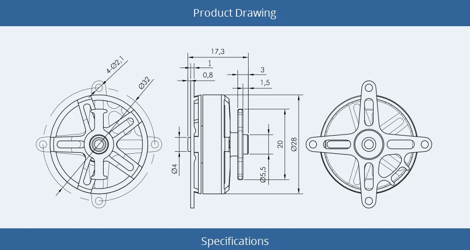 T-MOTOR, Product Drawing 17,3 Specific