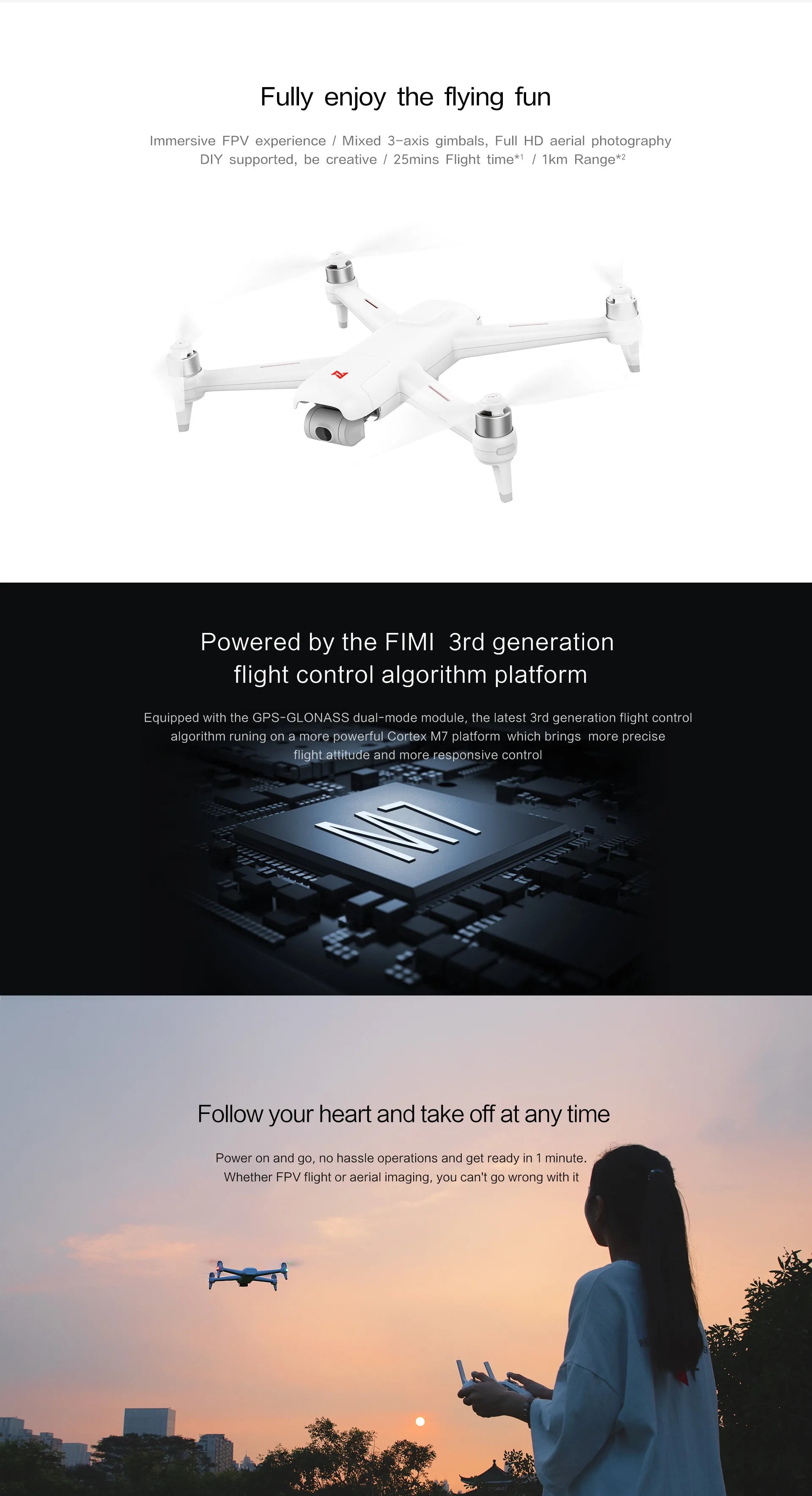 Xiaomi FIMI A3 Drone, FIMI 3rd generation flight control algorithm brings more precise flight attitude and more responsive control