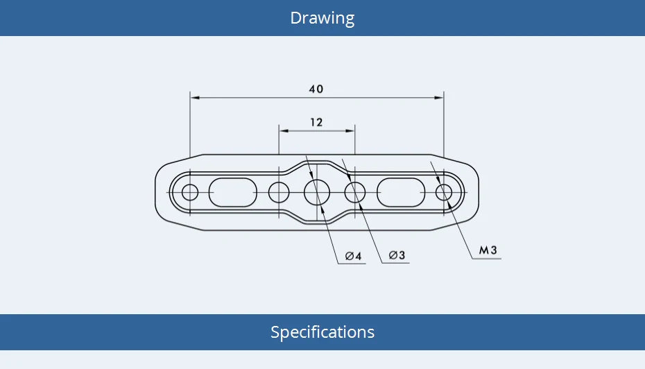 T-motor MF1604 Polymer Folding propeller, Drawing 40 0 M3 Specific