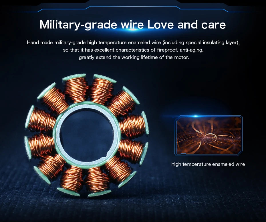T-MOTOR, high temperature enameled wire has excellent characteristics of fireproof; anti-aging; greatly extend