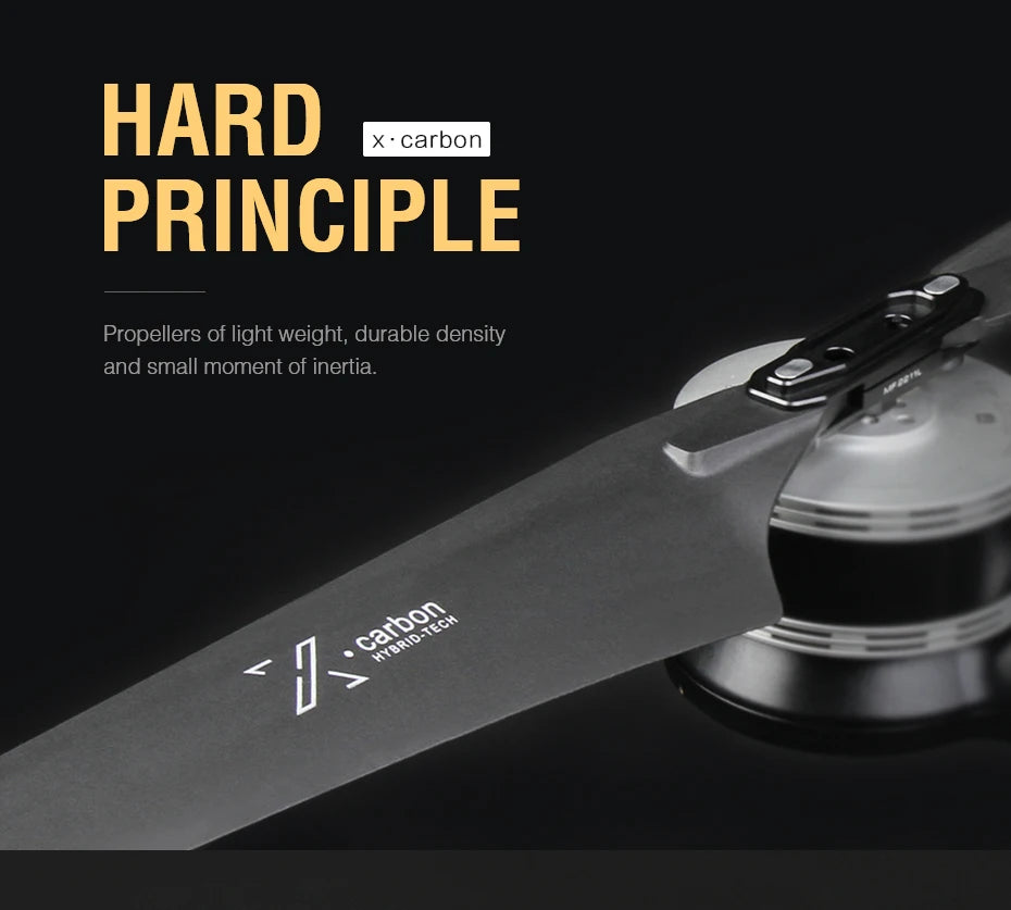 T-MOTOR MF2815 Polymer Folding propeller, carbon PRINCIPLE Propellers of light weight, durable density and small moment of in