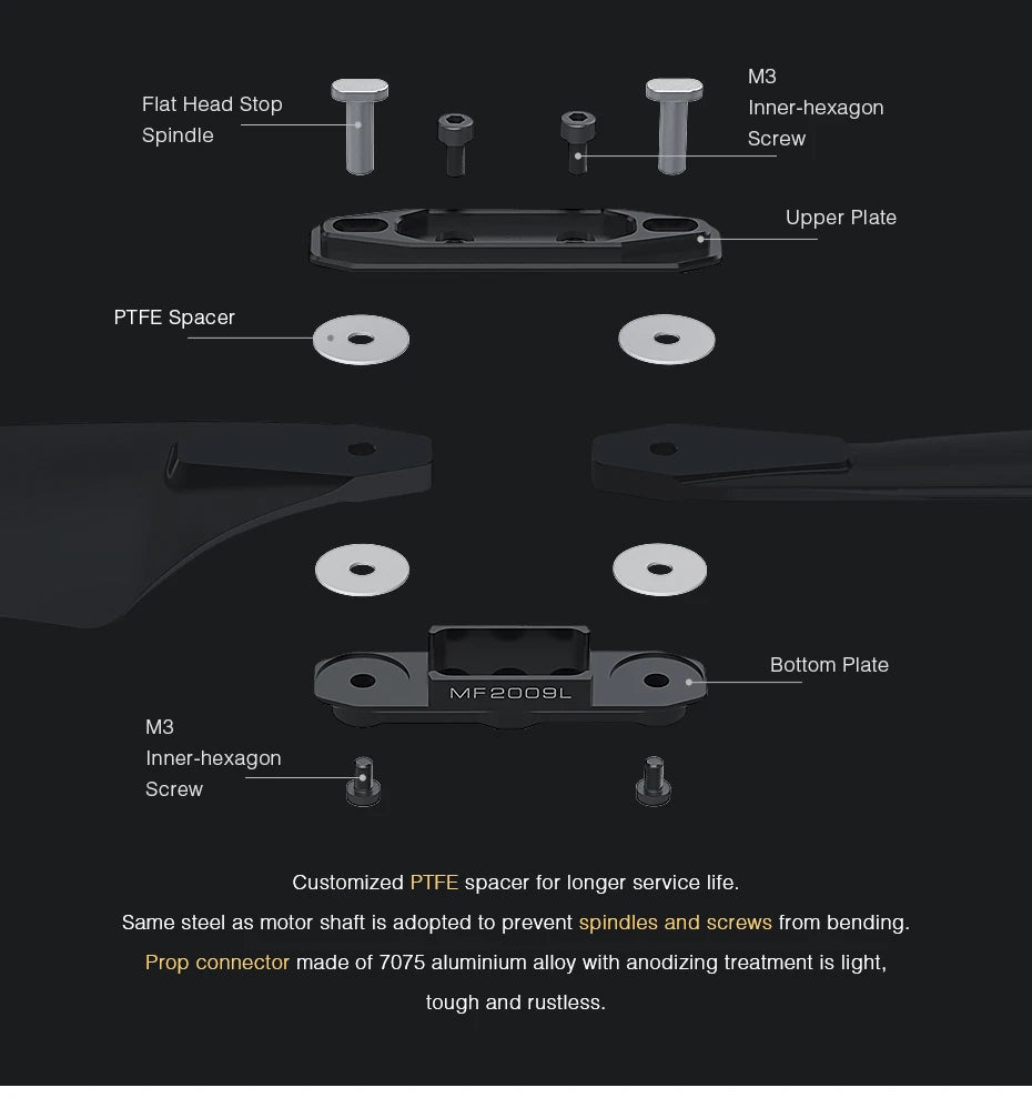 M3 Flat Head Inner-hexagon Spindle Screw Upper Plate PTFE
