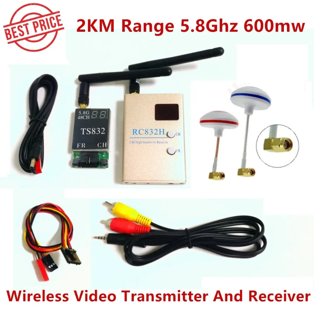 TS832 Transmitter RC832 Receiver - FPV 5.8G 5.8GHz 600mW Wireless AV Audio Video 48CH RC Transmitter TX TS832 & Receiver RX RC832H For Racing drone F450 QAV250 4 FPV-5-8GHz-600mW-Wireless-Video-Link-48CH-Transmitter-TS832-Receiver-RC832-Plus-For-Camera-Drone2 -