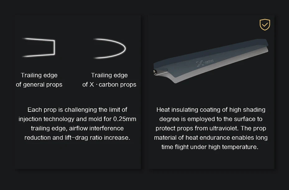 T-MOTOR MF3016 Polymer Folding propeller, carbon props have a heat insulating coating of high shading injection technology . mold