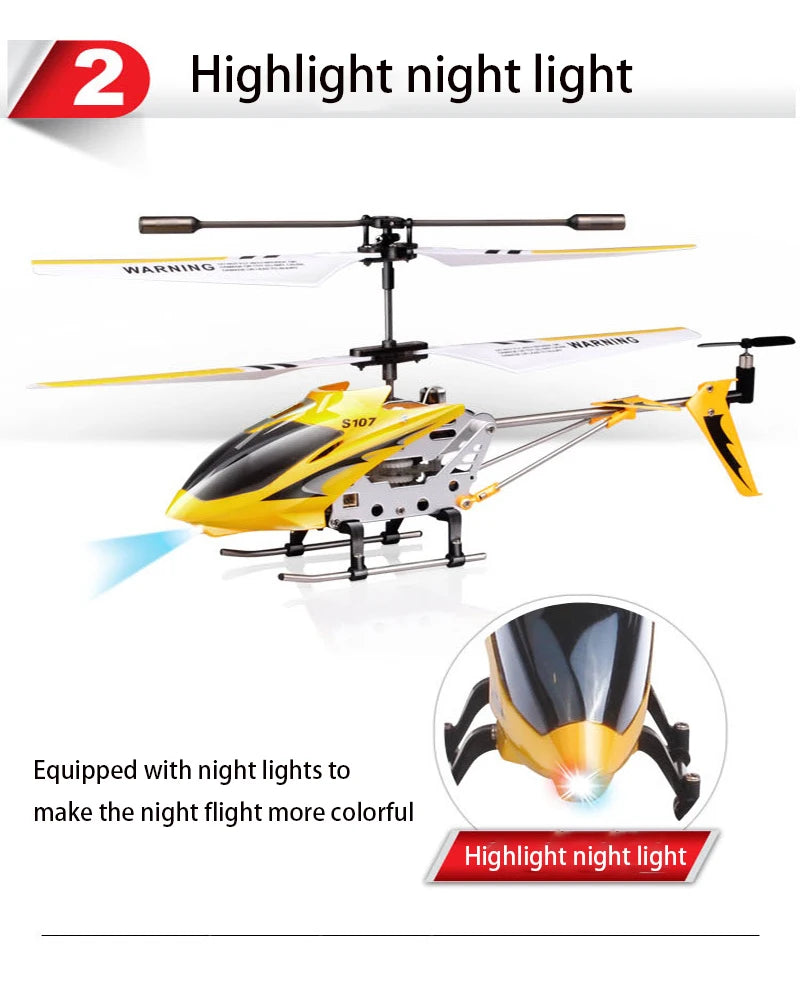 Syma S107G Rc Helicopter - 3 channel remote control helicopter anti-collision anti-drop equipped with gyro alloy aircraft 14 Syma S107G Rc Helicopter, 2 Highlight night light WARNTNG S107 Equipped with night lights to make the night