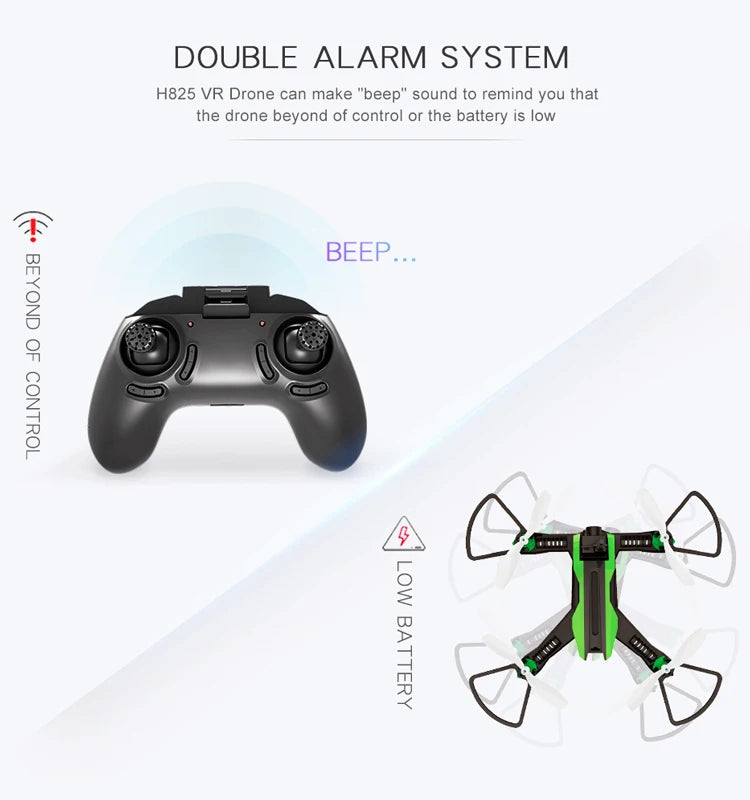 Flytec H825 Drone - 5.8GHz Wifi High Speed FPV Racing RC Quadcopter Drone 11 Flytec H825 Drone, the remote controller will make "beep" sound when the battery is low or out of