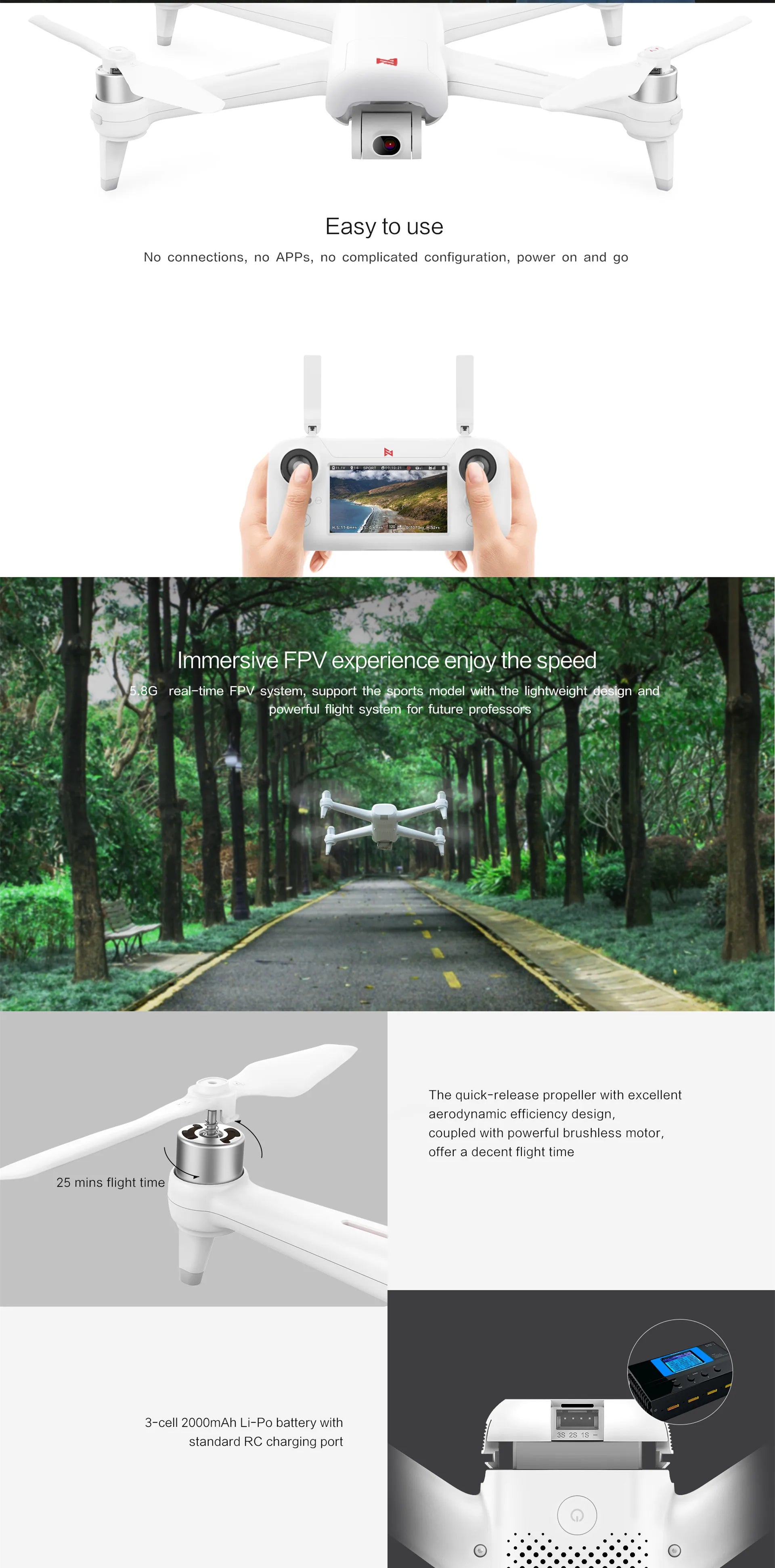 Xiaomi FIMI A3 Drone, 5.8G real-time FPV system, support the sports model with the lightweight design