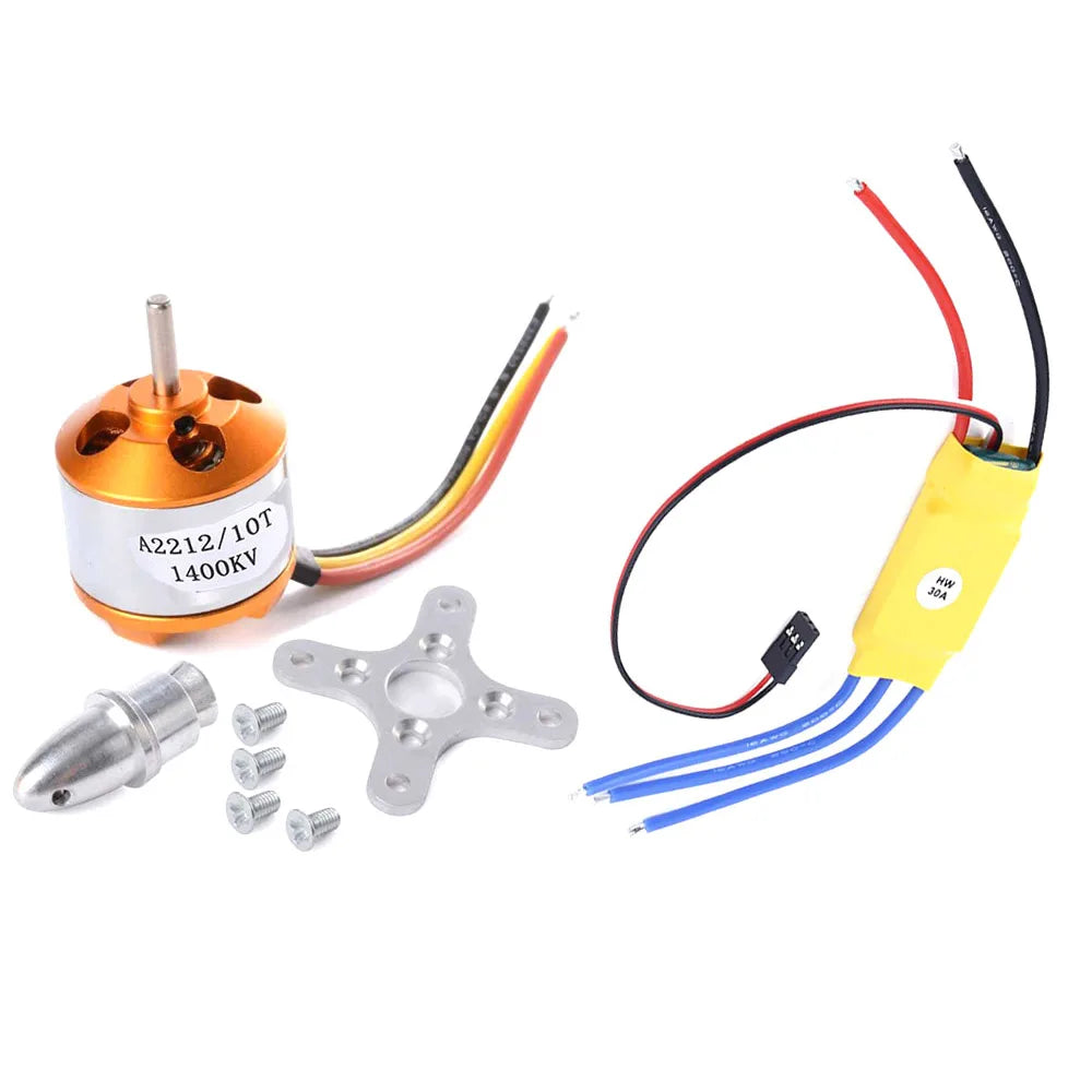 XXD A2212 2212 1400KV Brushless Motor 30A ESC Mount 8060 Propellers for RC Fixed Wing Plane Helicopter 14 motor size: 27.5 * 27mm / 1.1 * 1.1in Shaft diameter