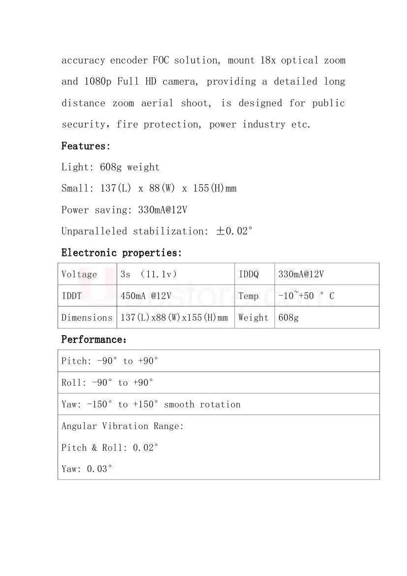 Pro 3-axis 18x Optical Zoom Aerial Camera SPECS 1080p Full HD Zoom Gimbal Long Distance Zoom 6 aeProduct.getSubject()