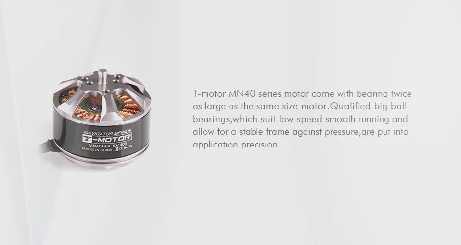 T-motor MN4014 KV330 2.6KG Thrust High Performance Outrunner Brushless Motor For DCL UAV RC Drones Rotors Copters Heavy Multi-rotor 10 T-motor MN4O series motor come with bearing twice as large as the same size