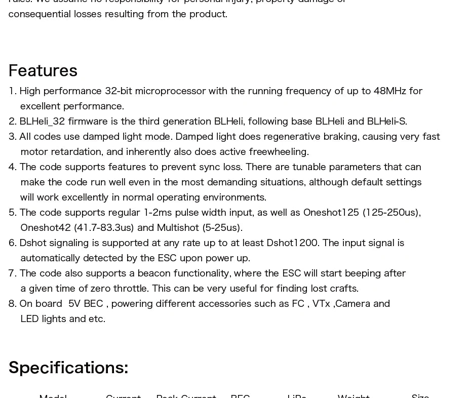 T-MOTOR F55A PRO II 4IN1 32bits ESC. the code supports regular 1-Zms pulse width input; as well as Oneshot25