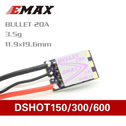 EMAX D-SHOT Bullet Series 20A 2-4S BLHELI_S ESC - 3.5g Support Onshot42 Multishot