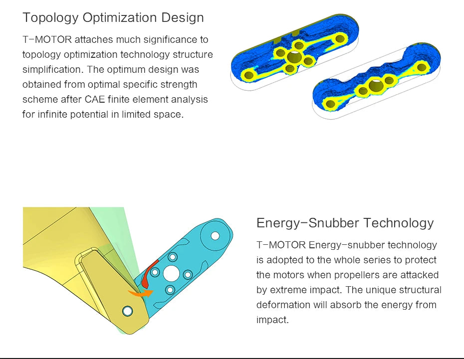 T-MOTOR MF2815 Polymer Folding propeller, energy-snubber technology is adopted to protect the motors when propellers are