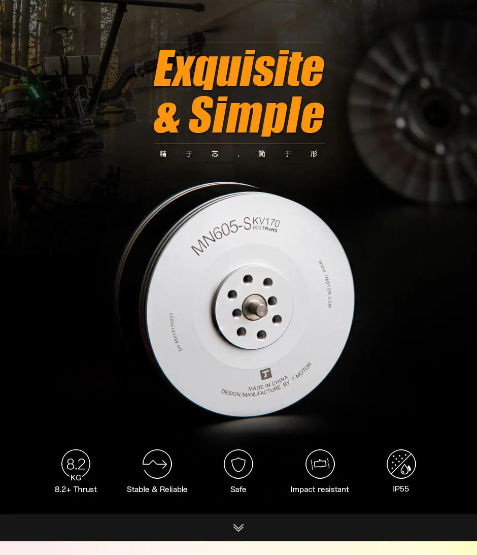 2Pcs/Set T-motor MN605-S KV170 8.1KG+ Thrust Brushless Motor For RC Boat Drone Airplane Aircarft Quadcopter Hexacopter 7 2Pcs/Set T-motor, DESiGN MAMAREcTurE 8.2 KG 8.2+ Th
