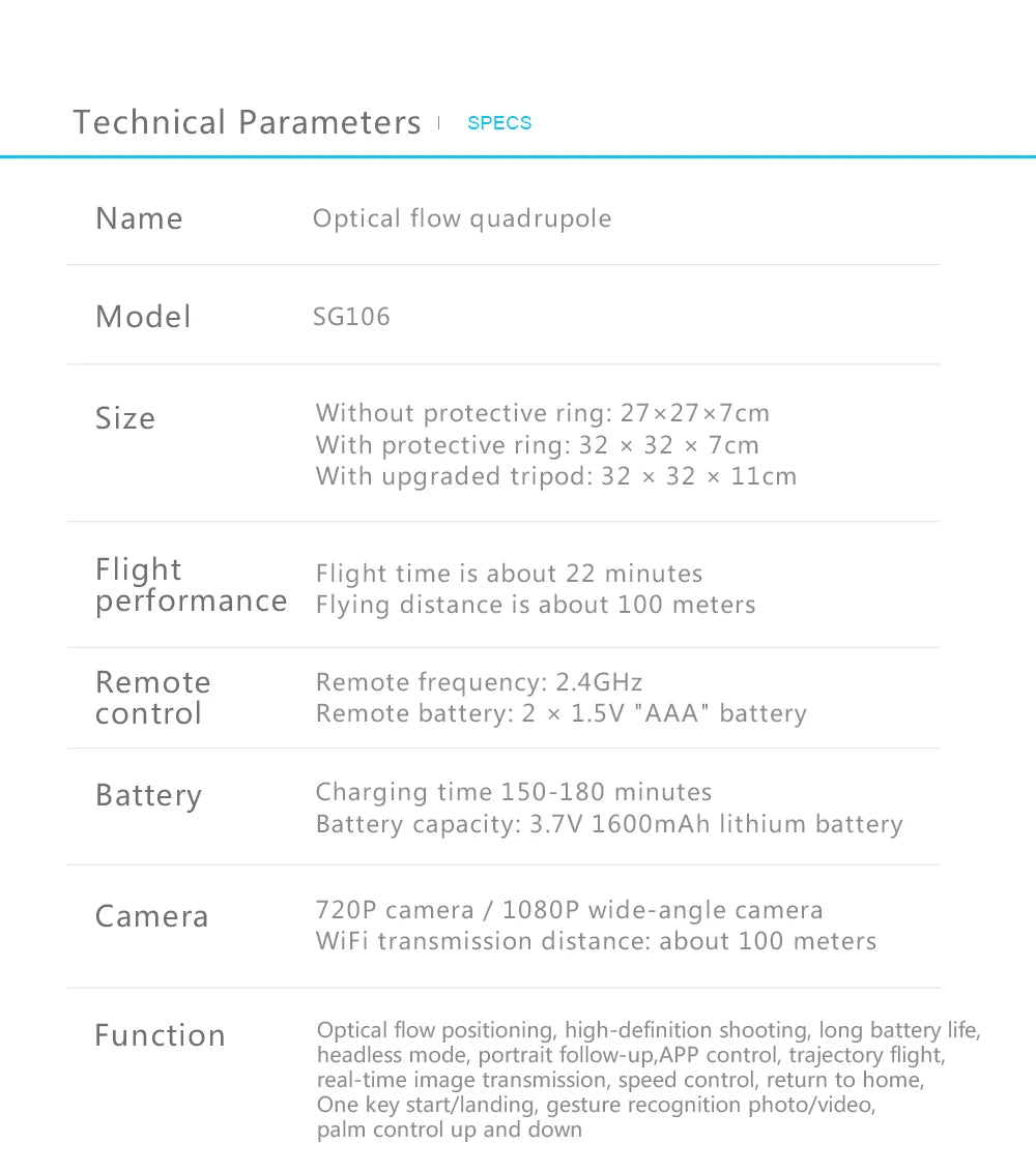 SG106 Drone - 4K 1080P HD Dual Camera Optical Flow Aerial Quadcopter FPV Dron Toys For Kids Boys Long Battery Life Gift 38 SG106 Drone, sg106 drone features : 1080p fh