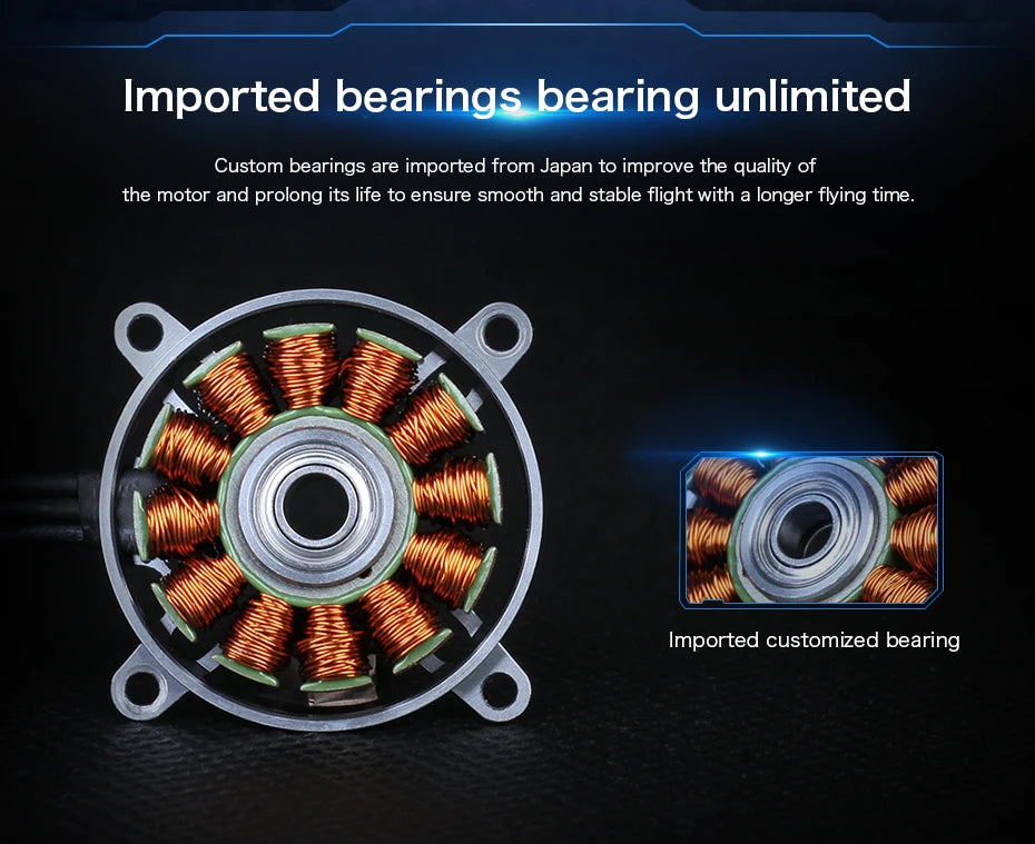 T-MOTOR, Customized bearings are imported from Japan to improve the quality of the motor and prolong its life