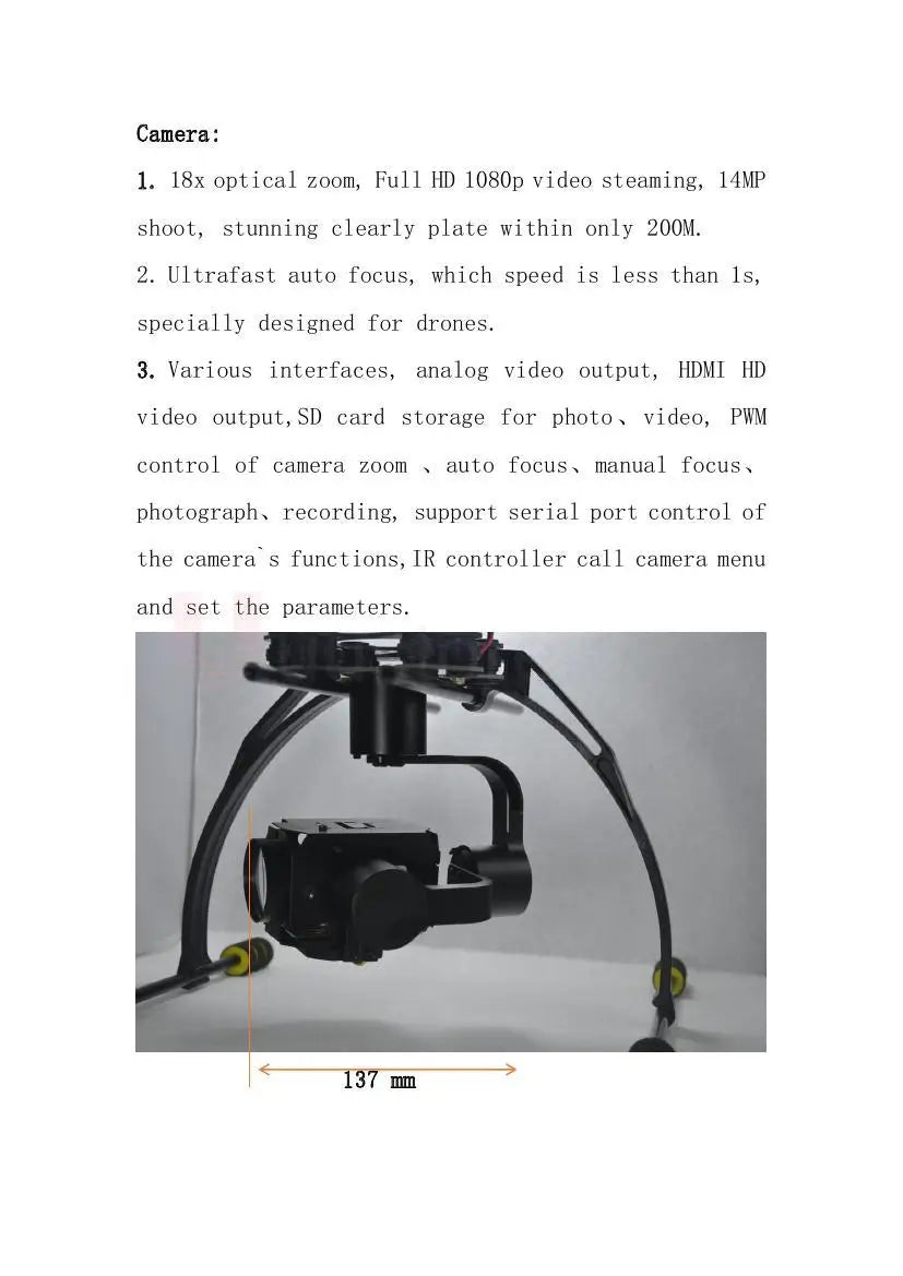 Pro 3-axis 18x Optical Zoom Aerial Camera SPECS 1080p Full HD Zoom Gimbal Long Distance Zoom 8 aeProduct.getSubject()